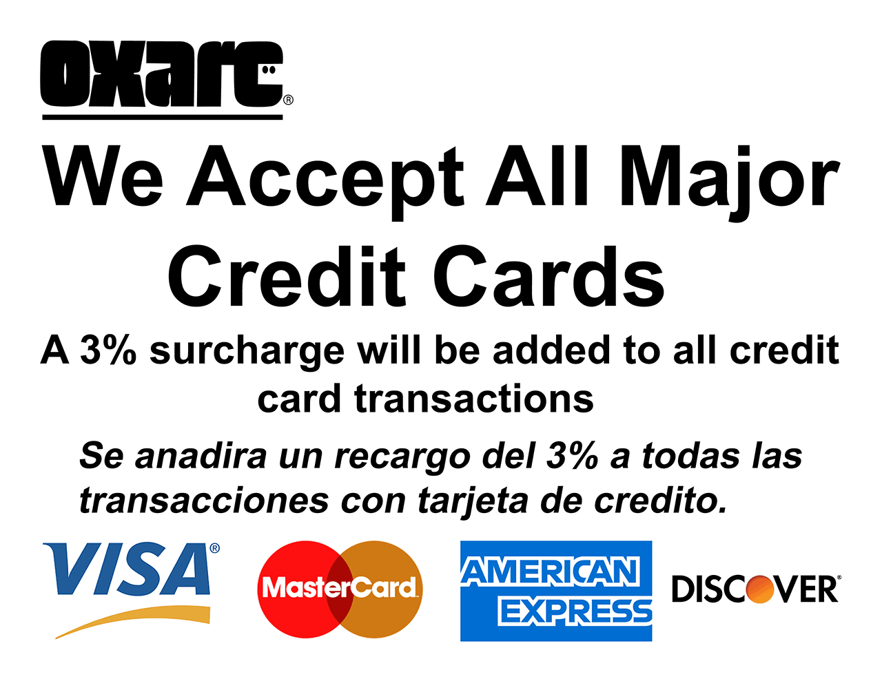We Accept All Major Credit Cards